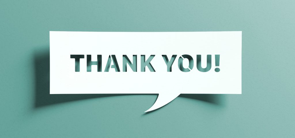 Thank you on a green background
